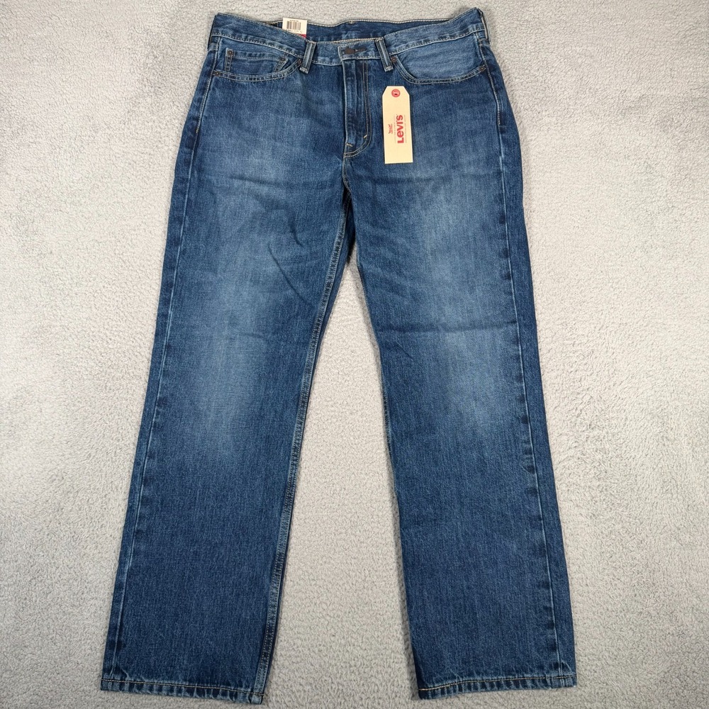 Levis Jeans Mens 36x30 514 Straight Leg Denim Dark Wash Blue 100% Cotton New